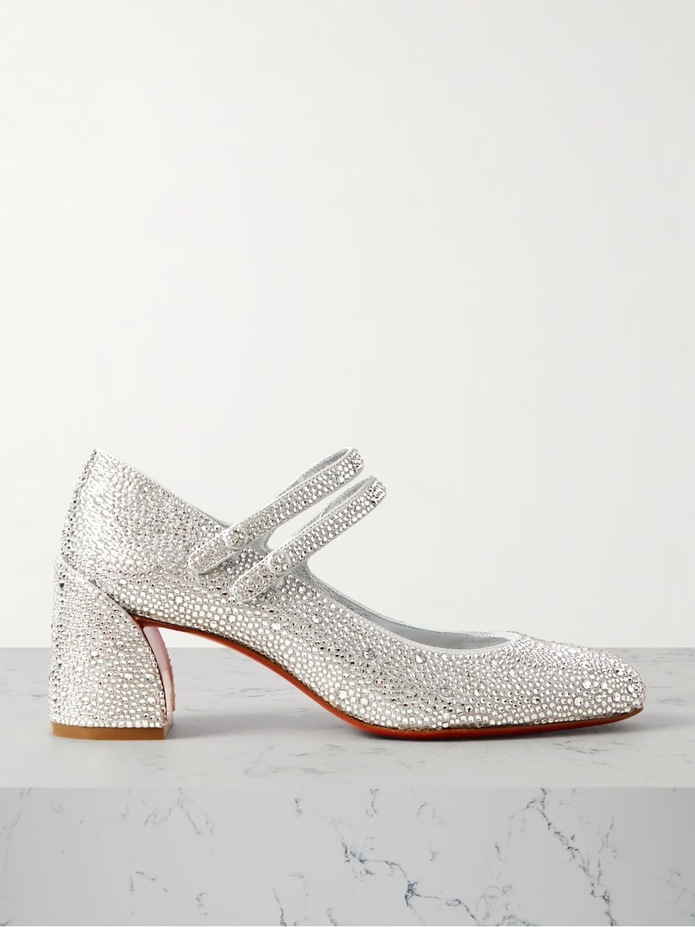 NEW MISS JANE STRASS 55 CRYSTAL-EMBELLISHED SUEDE PUMPS IN SILVER U.S. 10.5